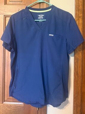 Landau Navy Blue V-Neck Scrub Top